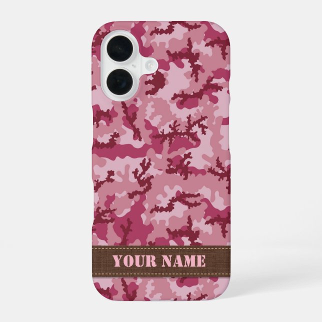 Pink Camouflage iPhone 16 Case (Back)