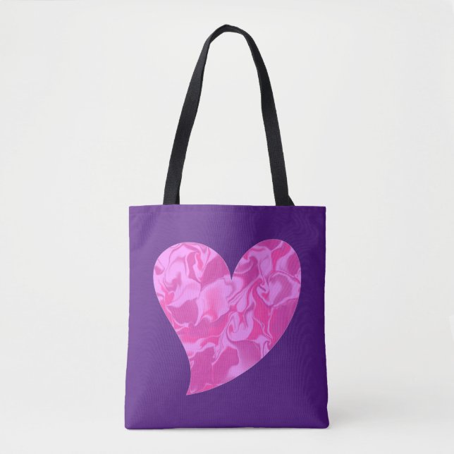Pink Camouflage Lopsided Heart Tote Bag (Front)