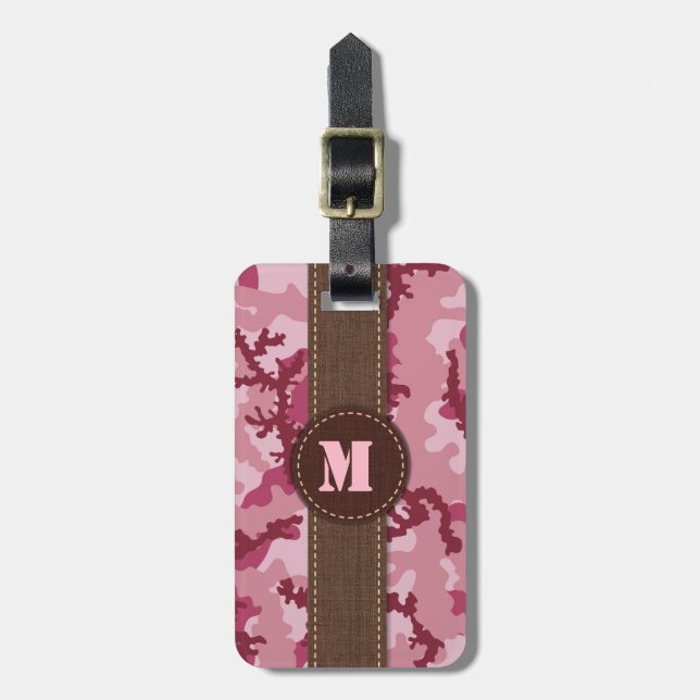 Pink camouflage luggage tag (Front Vertical)