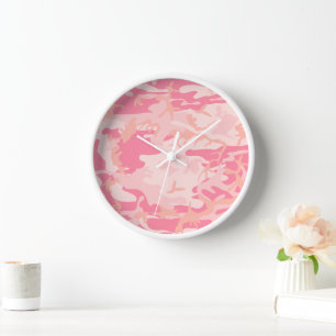 Pink Camouflage, Military, Army Clock