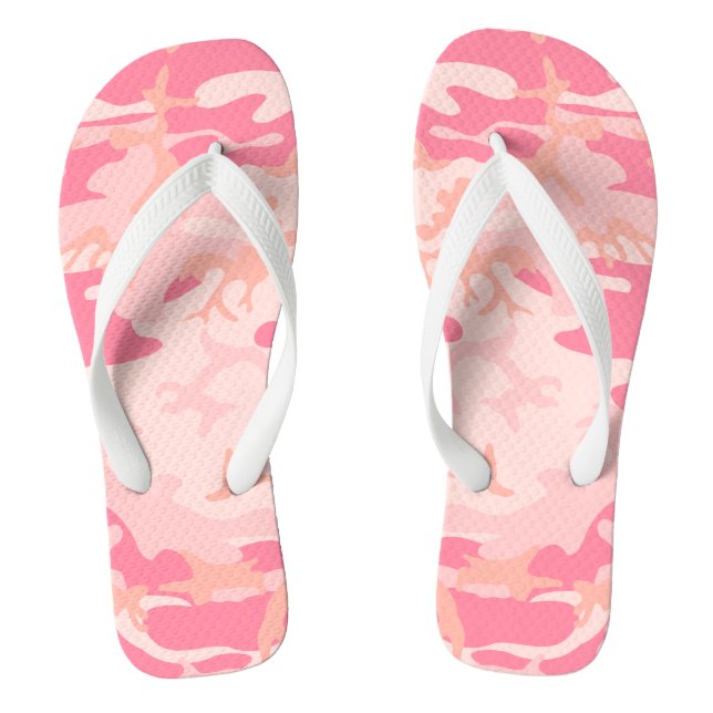 Pink Camouflage, Military, Army Flip Flops (Footbed)