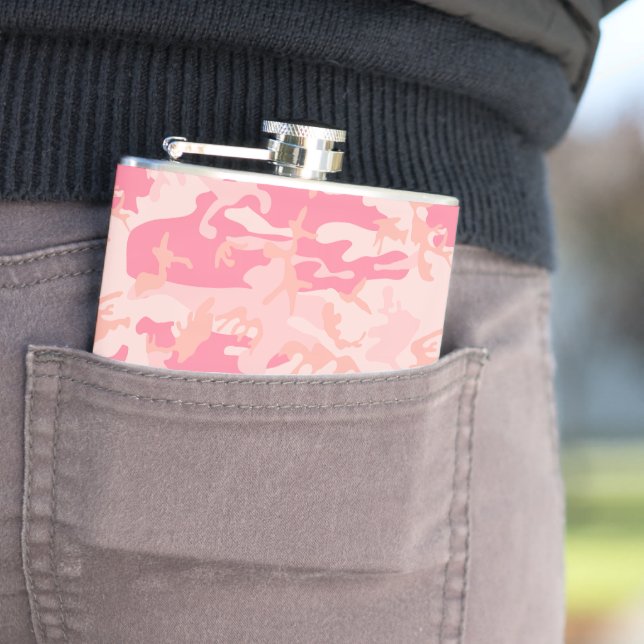 Pink Camouflage, Military, Army Hip Flask (In Situ)