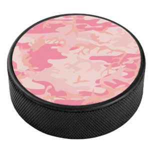 Pink Camouflage, Military, Army Hockey Puck