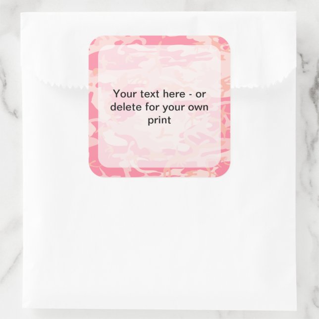 Pink Camouflage, Military, Army Square Sticker (Bag)