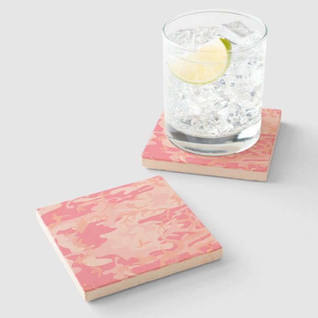 Pink Camouflage, Military, Army Stone Coaster (Side)