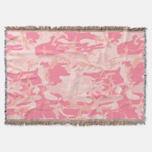 Pink Camouflage, Military, Army Throw Blanket