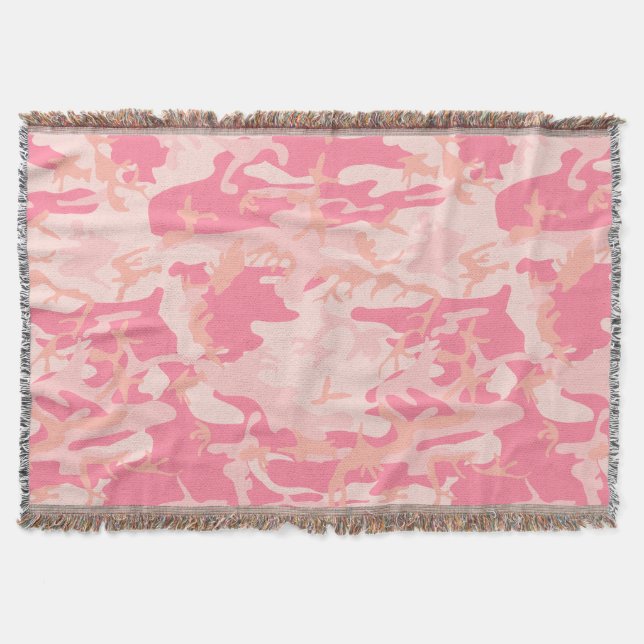 Pink Camouflage, Military, Army Throw Blanket (Front)