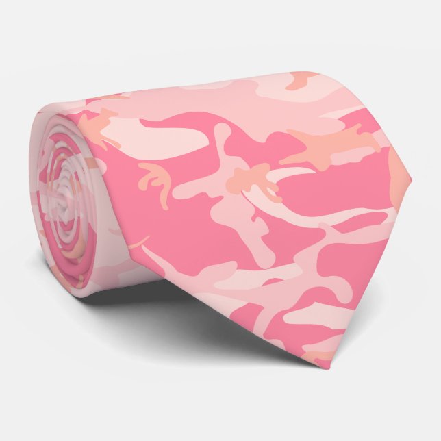 Pink Camouflage, Military, Army Tie (Rolled)