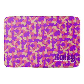 Pink Camouflage Monogram Name Bath Mat