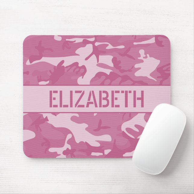 Pink Camouflage Monogrammed Mouse Mat (With Mouse)