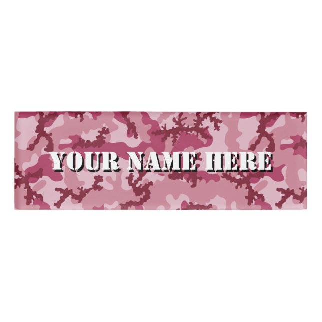 Pink camouflage name tag (Front)