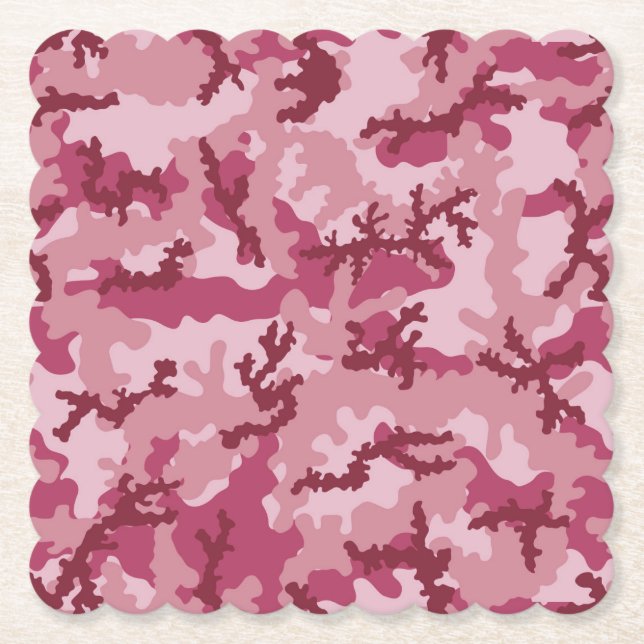 Pink camouflage paper coaster (Front)