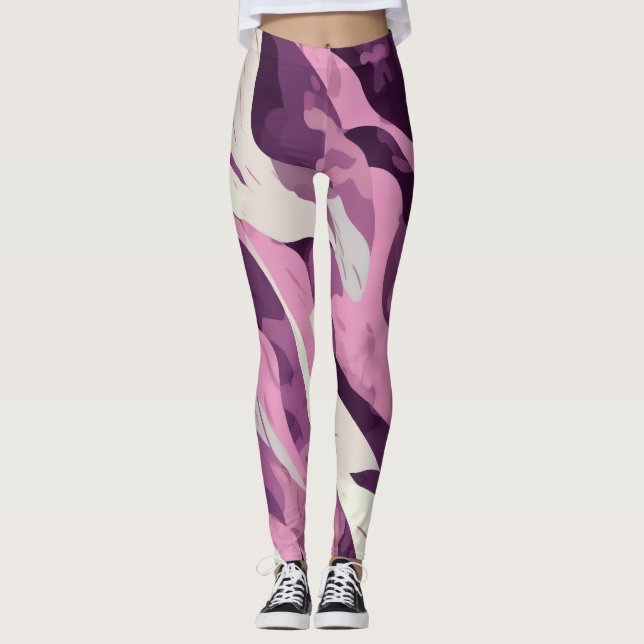 Pink camouflage pattern leggings (Front)
