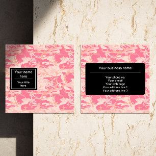 Pink Camouflage Pattern, Military, Army Square Business Card