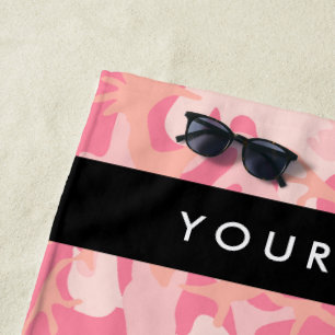 Pink Camouflage Pattern, Your name, Personalise Beach Towel