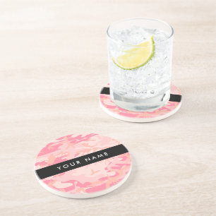 Pink Camouflage Pattern, Your name, Personalise Coaster