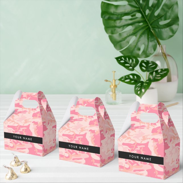 Pink Camouflage Pattern, Your name, Personalise Favour Box (Multiple)