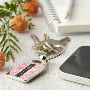 Pink Camouflage Pattern, Your name, Personalise Key Ring