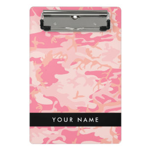 Pink Camouflage Pattern, Your name, Personalise Mini Clipboard