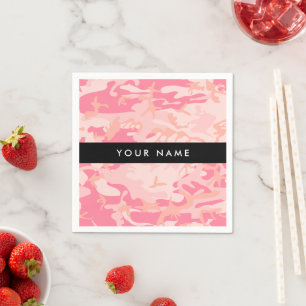 Pink Camouflage Pattern, Your name, Personalise Napkin