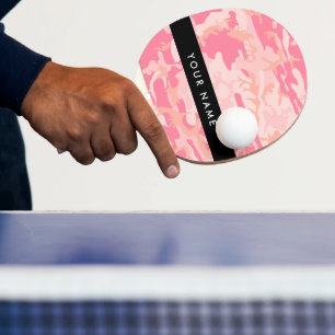 Pink Camouflage Pattern, Your name, Personalise Ping Pong Paddle
