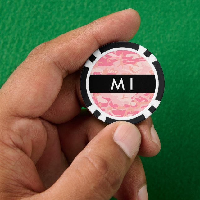 Pink Camouflage Pattern, Your name, Personalise Poker Chips (Hand)