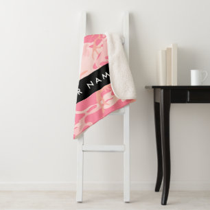 Pink Camouflage Pattern, Your name, Personalise Sherpa Blanket