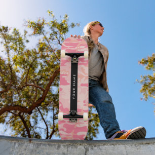 Pink Camouflage Pattern, Your name, Personalise Skateboard