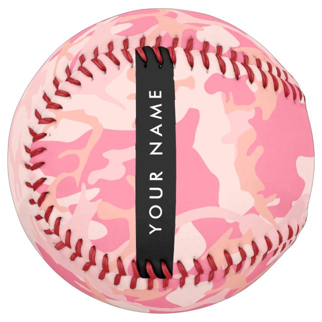 Pink Camouflage Pattern, Your name, Personalise Softball (Front Left)