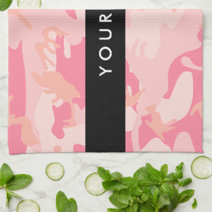 Pink Camouflage Pattern, Your name, Personalise Tea Towel