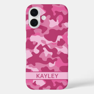 Pink Camouflage Personalized iPhone 16 Case