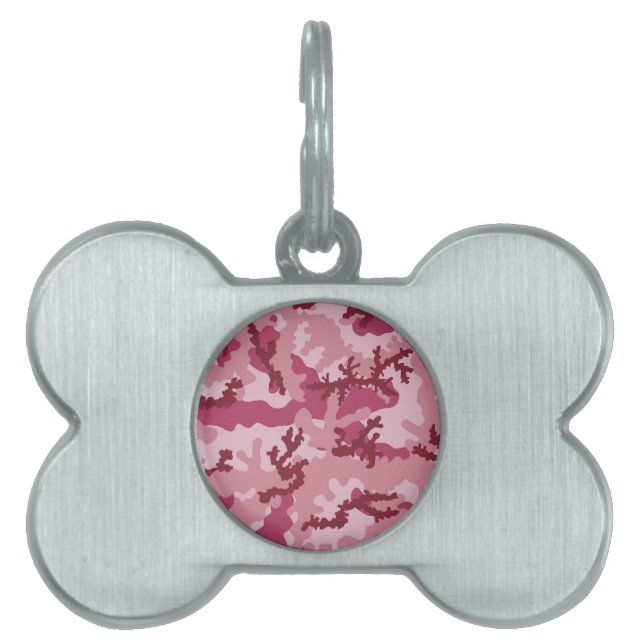 Pink camouflage pet ID tag (Front)