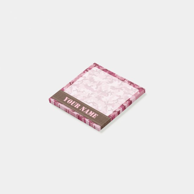Pink camouflage post-it notes (Angled)