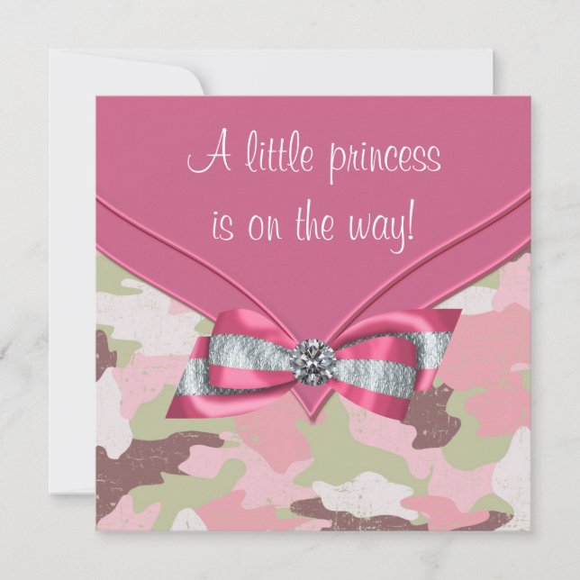 Pink Camouflage Princess Baby Shower Invitation (Front)