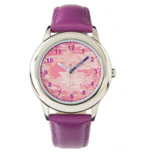 pink camouflage Purple Numbers Watch