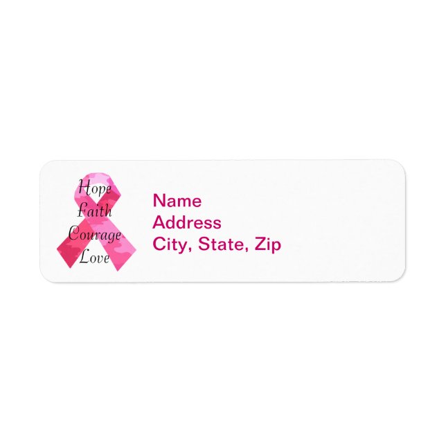 Pink Camouflage Ribbon Faith Address Labels (Front)