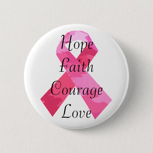 Pink Camouflage Ribbon Faith Button (Front)