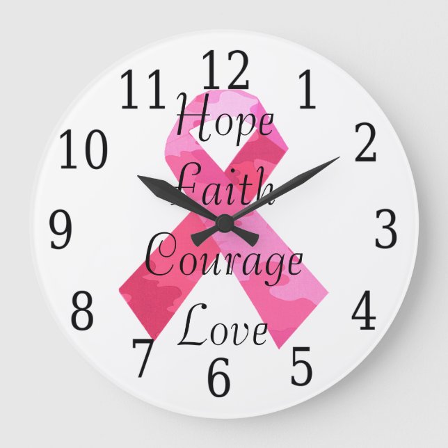 Pink Camouflage Ribbon Faith Clock (Front)