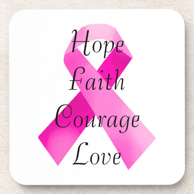 Pink Camouflage Ribbon Faith Coasters (Front)