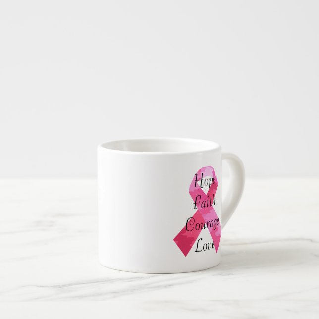 Pink Camouflage Ribbon Faith Espresso Mug (Front Right)