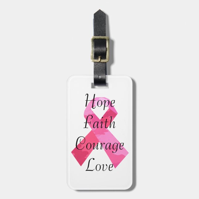 Pink Camouflage Ribbon Faith Luggage Tag (Front Vertical)