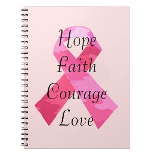Pink Camouflage Ribbon Faith Spiral Notebook