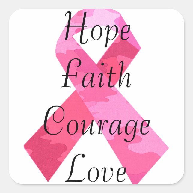 Pink Camouflage Ribbon Faith Stickers (Front)