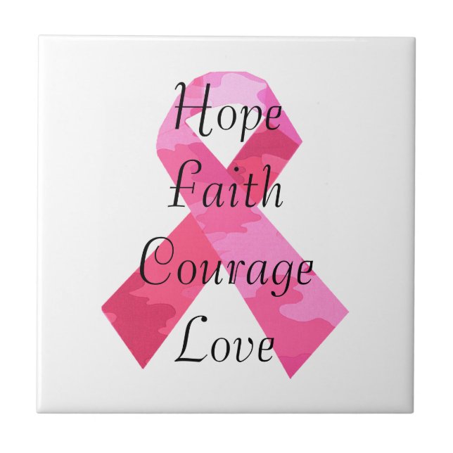 Pink Camouflage Ribbon Faith Tile (Front)