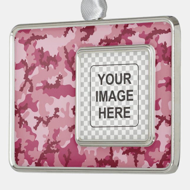 Pink camouflage silver plated framed ornament (Left)
