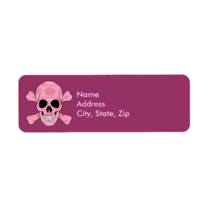 Pink Camouflage Skull And Crossbones Address Label