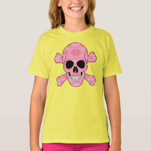 Pink Camouflage Skull And Crossbones Shirt