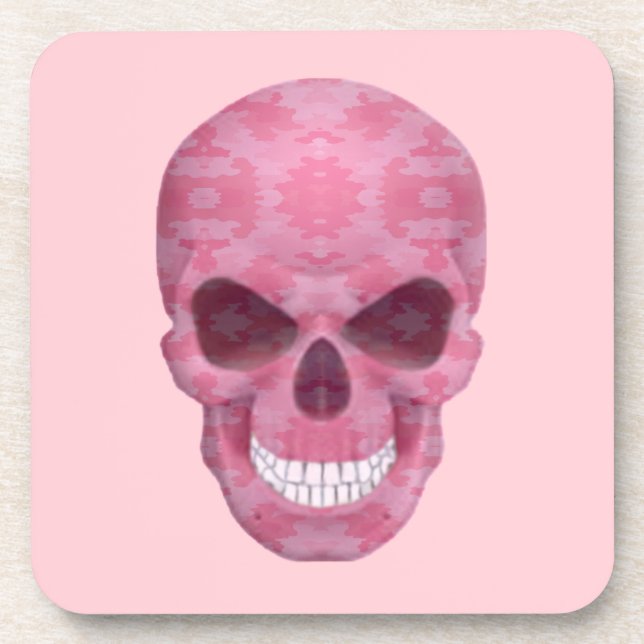 Pink Camouflage Skull Coasters (Front)