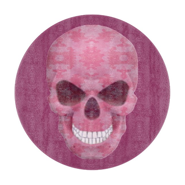 Pink Camouflage Skull Cutting Board (Front)