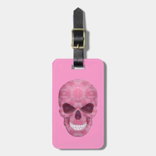 Pink Camouflage Skull Luggage Tag (Front Vertical)